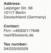 boKens's address, mail contact, tax number